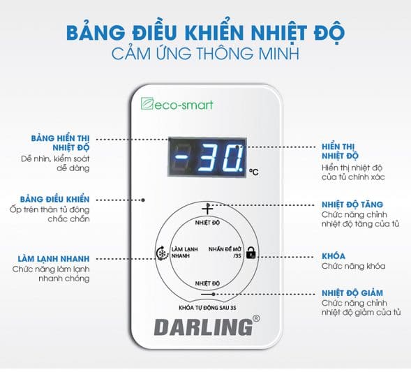 Tủ đông Darling DMF-2699WSI bảng điều chỉnh nhiệt độ cảm ứng thông minh