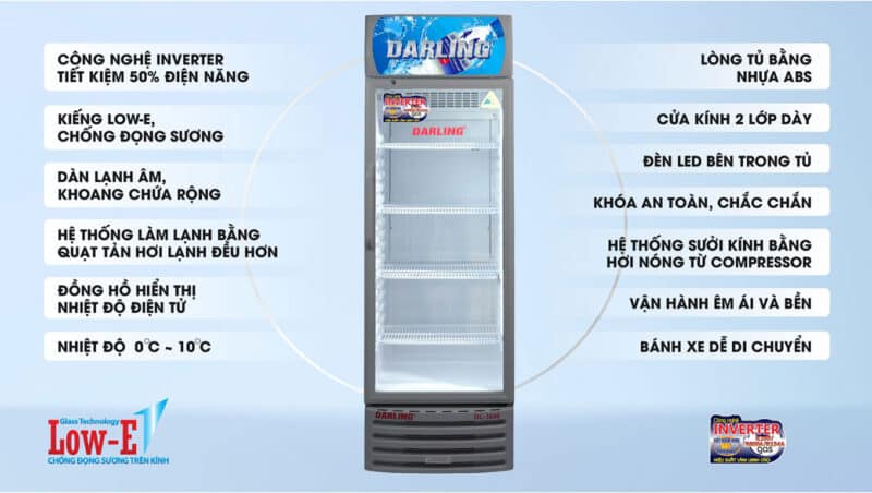 Tủ mát Darling DL-3600A5 360 lít Inverter 8 Các tính năng kỹ thuật của tủ mát Darling DL-3600A5 360 lít inverter chính hãng