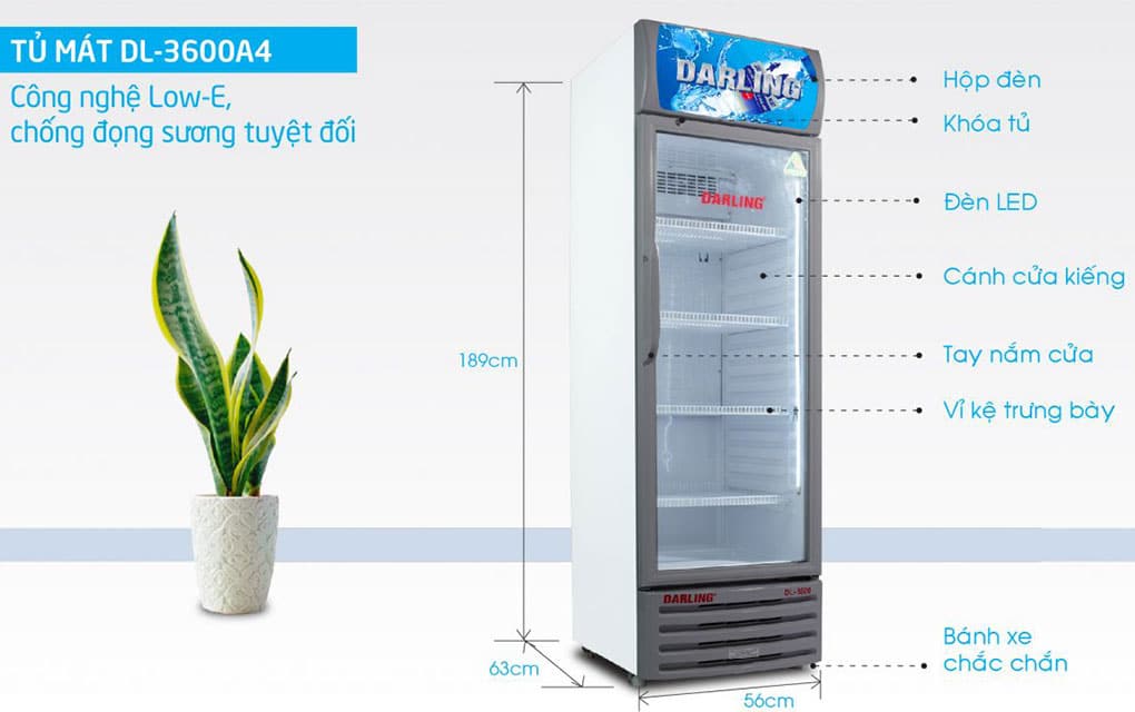 Các tính năng kỹ thuật của tủ mát Darling DL-3600A4 360 lít chính hãng
