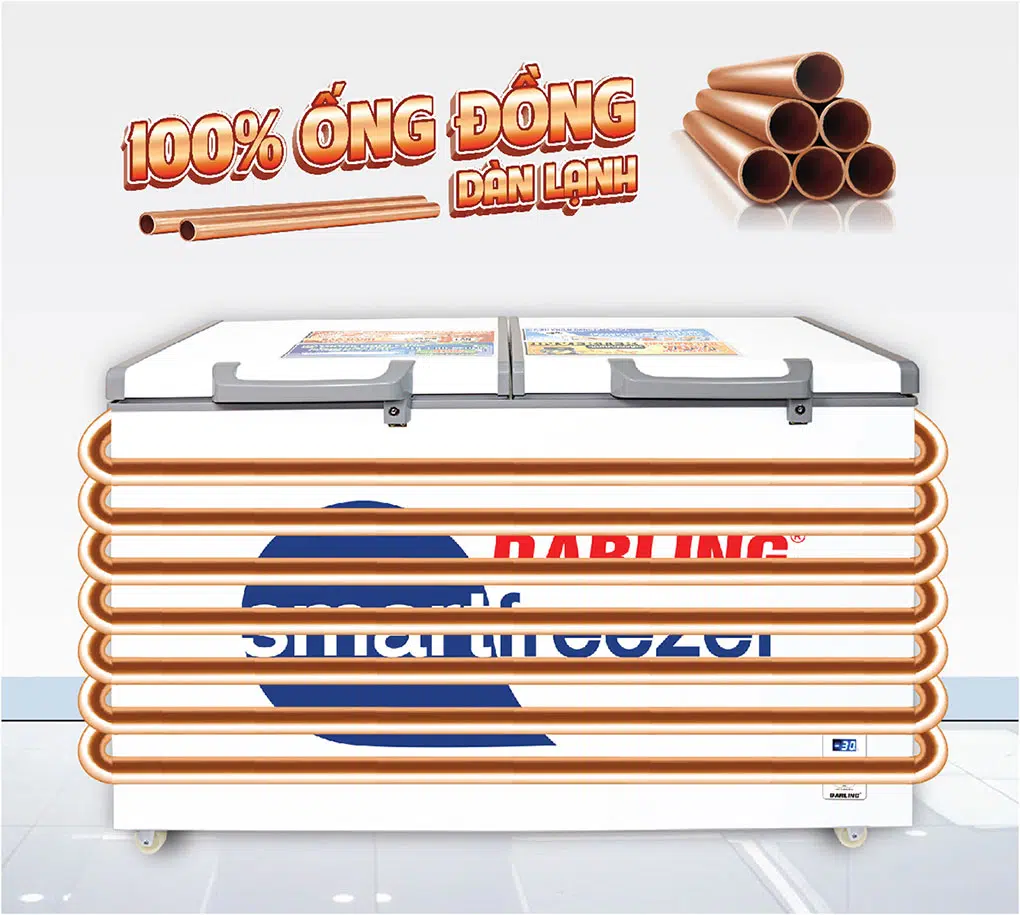 Tủ đông mát thông minh Darling DMF 4699WS-2 có dàn lạnh 100% bằng đồng