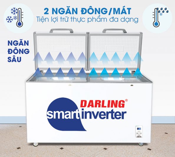 Tủ đông mát Darling inverter DMF-3699WSI-2 có 2 ngăn 2 cánh mở