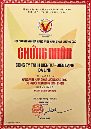 Tủ đông Darling đạt danh hiệu hàng Việt Nam chất lượng cao