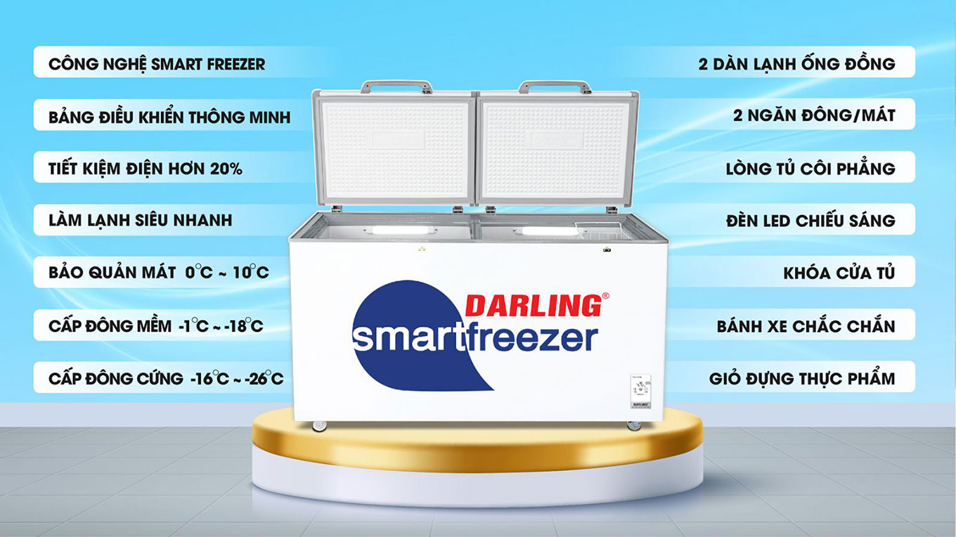Tính năng nổi bật của tủ đông Darling DMF 3699WS-4 hai dàn lạnh đồng riêng biệt