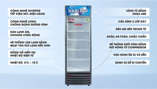 Tủ mát Darling DL-4000A3 400 lít Inverter 6 Các tính năng nổi bật của tủ mát Darling DL-4000A3 dung tích 400 lít Inverter