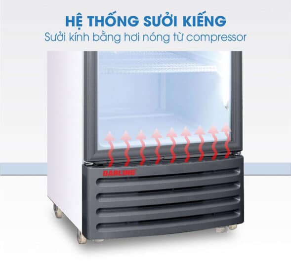 Tủ mát Darling DL-3600A3 360 lít Inverter 6 Tủ mát Darling DL-3600A3 360 lít inverter với hệ thống sưởi kính bằng hơi nóng thổi lên từ Compressor
