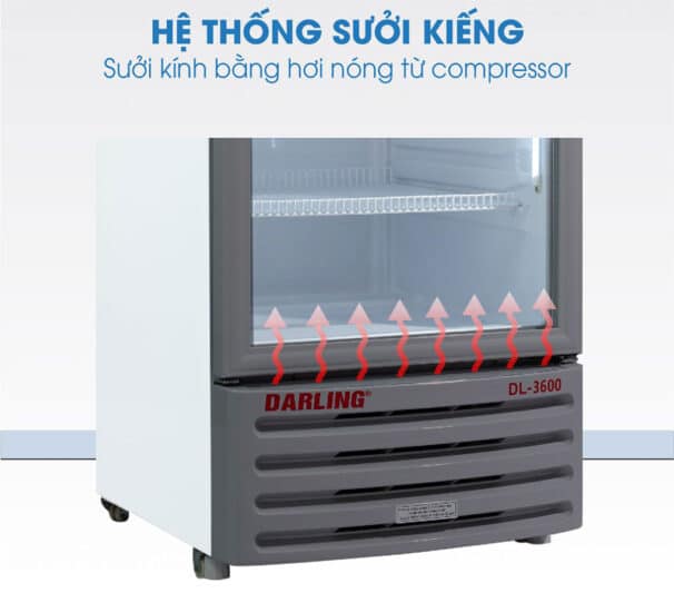 Tủ mát Darling DL-3600A5 360 lít Inverter 14 Tủ mát Darling DL-3600A5 inverter với hệ thống sưởi kính bằng hơi nóng thổi lên từ Compressor